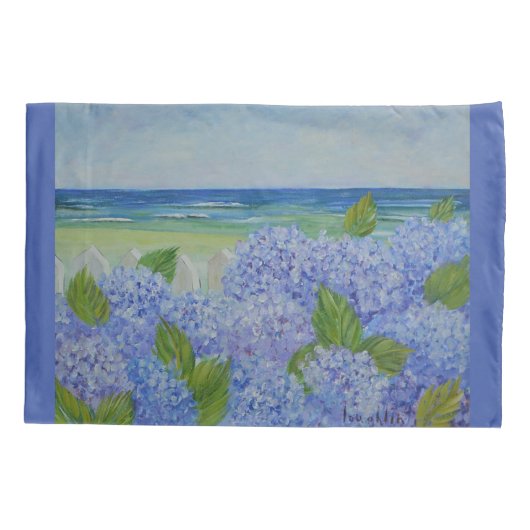 Hydrangeas durch das Meer Kissenbezug (Rückseite)