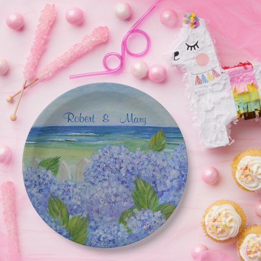 Hydrangeas durch die Seehochzeit Pappteller (Party)