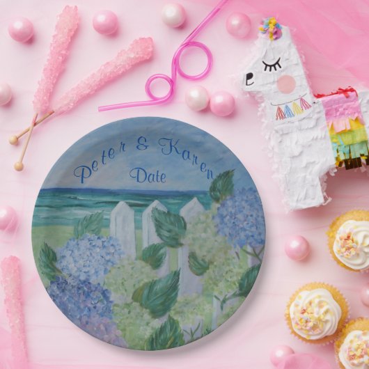Hydrangeas durch die Strand-Hochzeit Pappteller (Party)