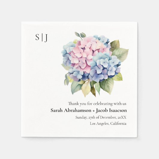 Hydrangeas Elegant Wedding Napkins Serviette (Vorderseite)