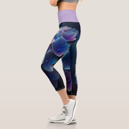 Hydrangeas Floral Lila und blau Capri Leggings