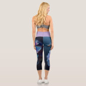 Hydrangeas Floral Lila und blau Capri Leggings (Rückseite)