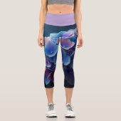 Hydrangeas Floral Lila und blau Capri Leggings (Vorderseite)
