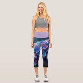 Hydrangeas Floral Lila und blau Capri Leggings (Vorderseite)
