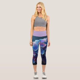 Hydrangeas Floral Lila und blau Capri Leggings