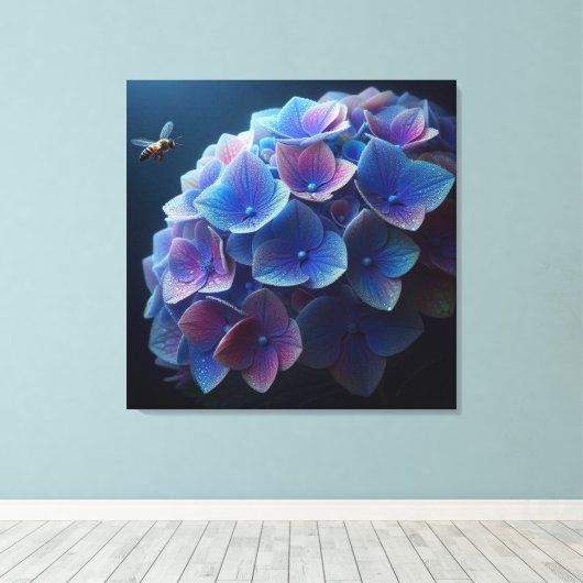Hydrangeas Floral Lila und blau Leinwanddruck (Insitu (Holzboden))