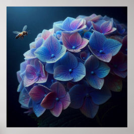 Hydrangeas Floral Lila und blau Poster
