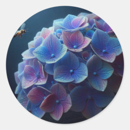 Hydrangeas Floral Lila und blau Runder Aufkleber