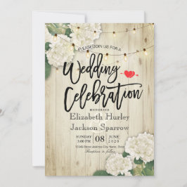 Hydrangeas florale rustikale Holzwinger-Hochzeit Einladung