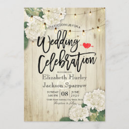 Hydrangeas florale rustikale Holzwinger-Hochzeit Einladung