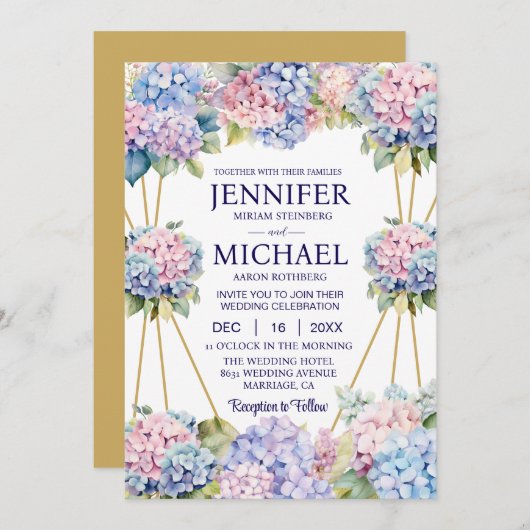 Hydrangeas Frühlingsblumen Hochzeitseinladungen Einladung (Vorne/Hinten)