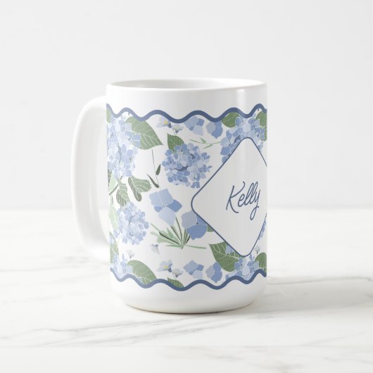 Hydrangeas Girly Classy Personalisiert Coastal Kaffeetasse (Vorderseite Links)