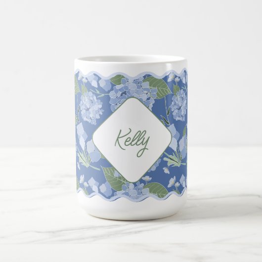 Hydrangeas Girly Delicate Personalisiert Coastal Kaffeetasse (Mittel)
