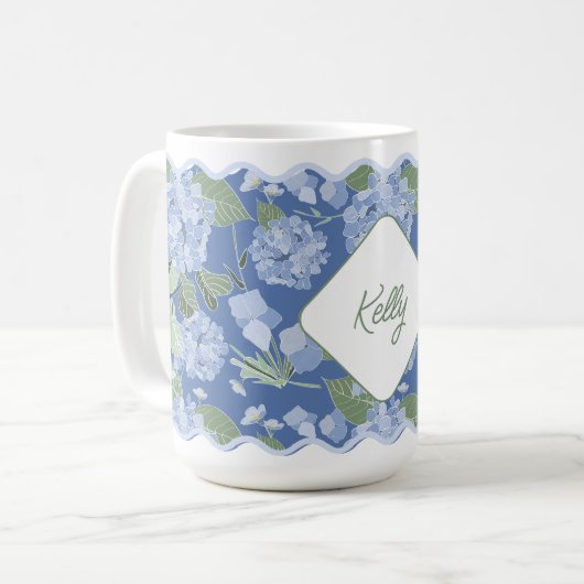 Hydrangeas Girly Delicate Personalisiert Coastal Kaffeetasse (Vorderseite Links)