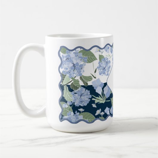 Hydrangeas Girly Patchwork Personalisiert Coastal Kaffeetasse (Links)