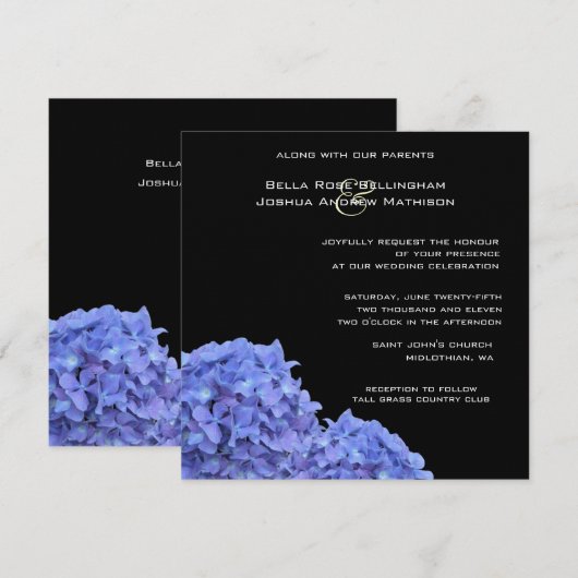 Hydrangeas Hochzeitseinladung Einladung (Vorne/Hinten)