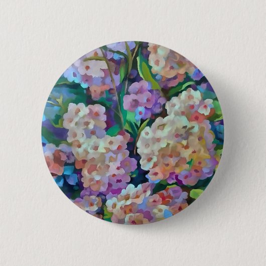 Hydrangeas Hortensia Abstrakte Kunst Button (Vorderseite)
