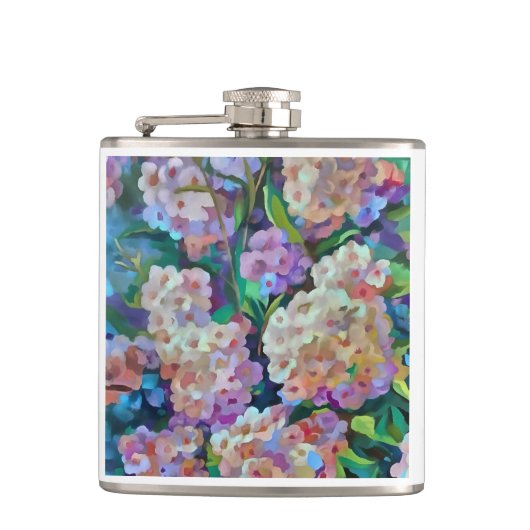 Hydrangeas Hortensia Abstrakte Kunst Flachmann (Vorderseite)