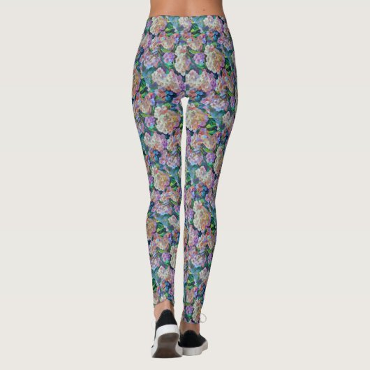 Hydrangeas Hortensia Abstrakte Kunst Leggings (Rückseite)