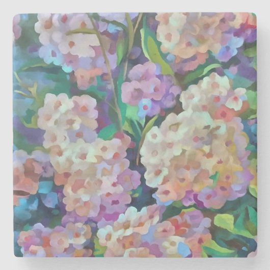 Hydrangeas Hortensia Abstrakte Kunst Steinuntersetzer (Vorderseite)