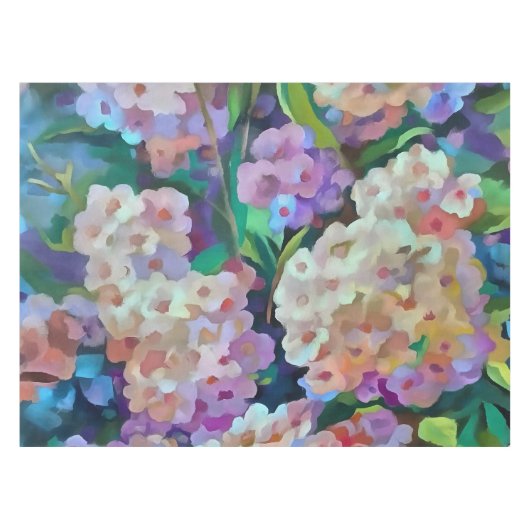 Hydrangeas Hortensia Abstrakte Kunst Tischdecke (Vorderseite (Horizontal))