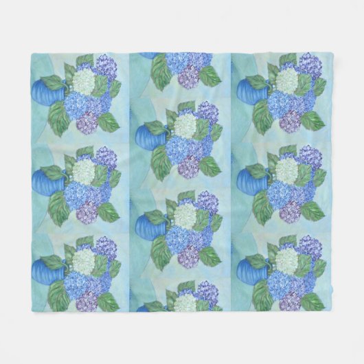 Hydrangeas in einer Vase Fleecedecke (Vorderseite (Horizontal))