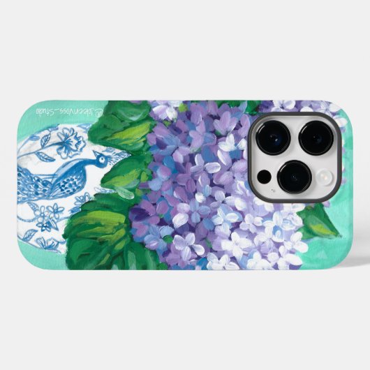 Hydrangeas in Peacock Vase Case-Mate iPhone Hülle (Rückseite (Horizontal))