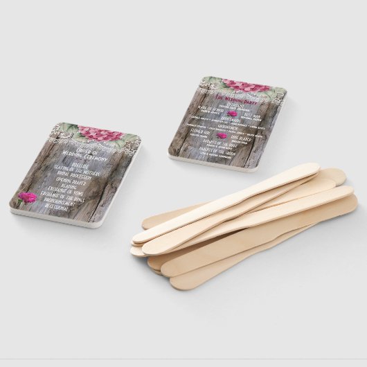 Hydrangeas Lace & Barn Wood Wedding Hand Fans Fächer (Non-assembled)