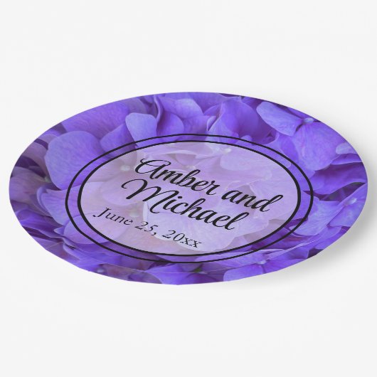 Hydrangeas Lavender lilac Pappteller (Schrägansicht)