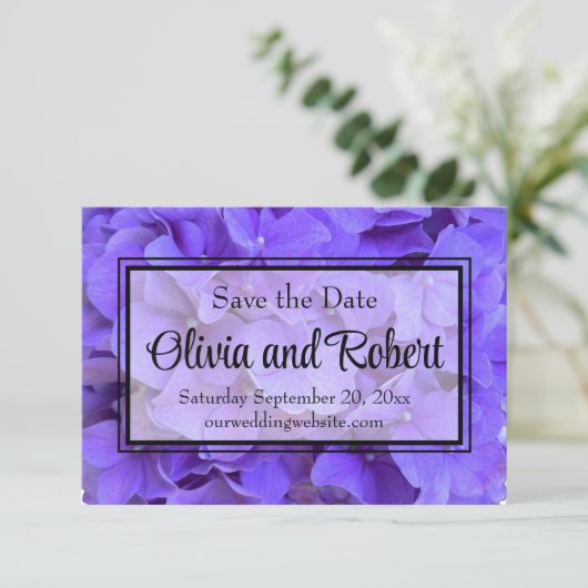 Hydrangeas Lavender lilac Save The Date (Stehend Vorderseite)