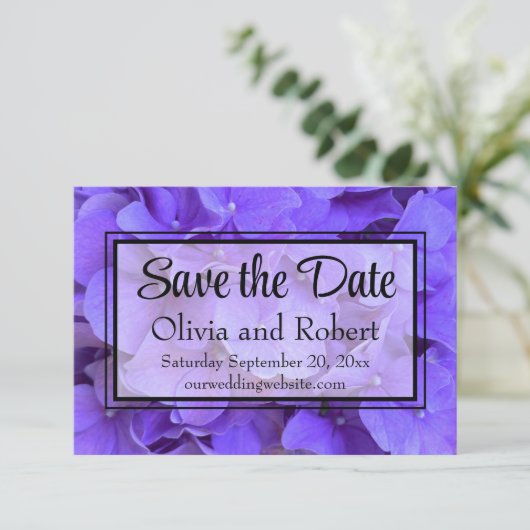 Hydrangeas Lavender lilac Save The Date (Stehend Vorderseite)