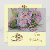 Hydrangeas-Liebe Einladung (Vorne/Hinten)