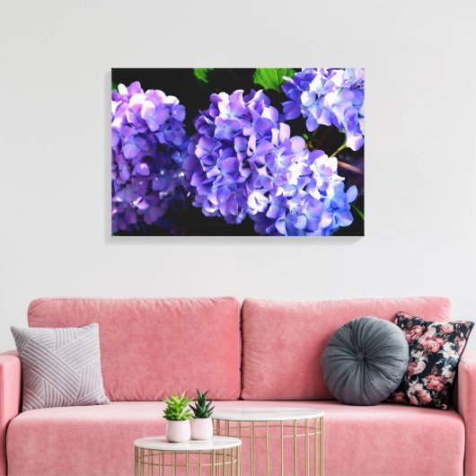 Hydrangeas, lila blauer Blume Leinwanddruck (Insitu (Wohnzimmer))