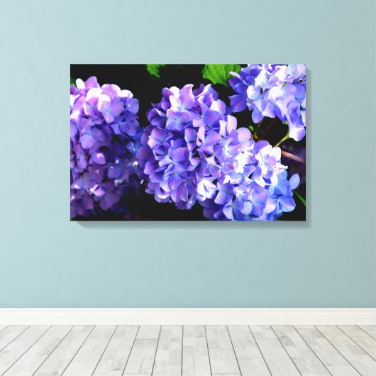 Hydrangeas, lila blauer Blume Leinwanddruck (Insitu (Holzboden))
