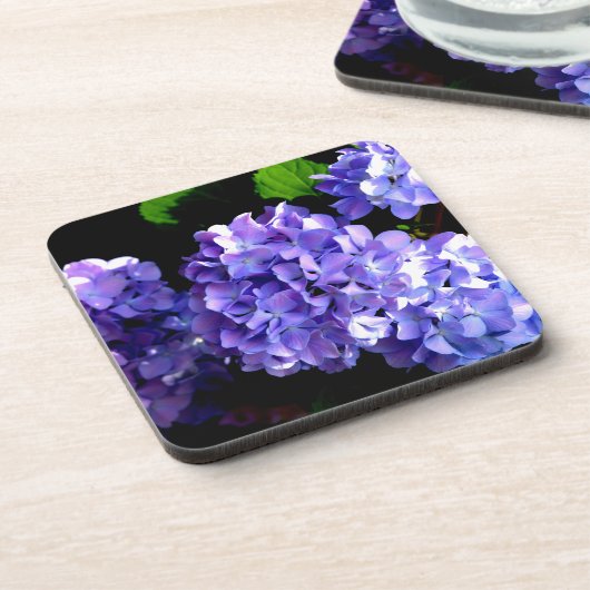 Hydrangeas, lila blauer Blume Untersetzer (Linke Seite)