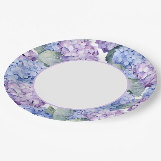 Hydrangeas Pappteller (Schrägansicht)