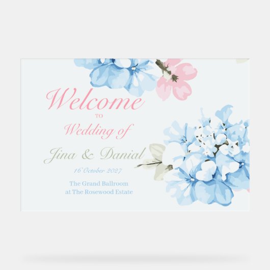 Hydrangeas Pastel Bloom Acrylschild (Vorderseite)