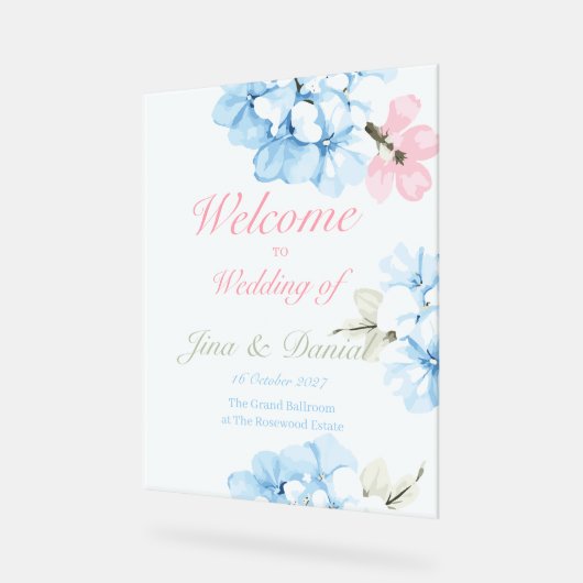 Hydrangeas Pastel Bloom Acrylschild (Winkel)