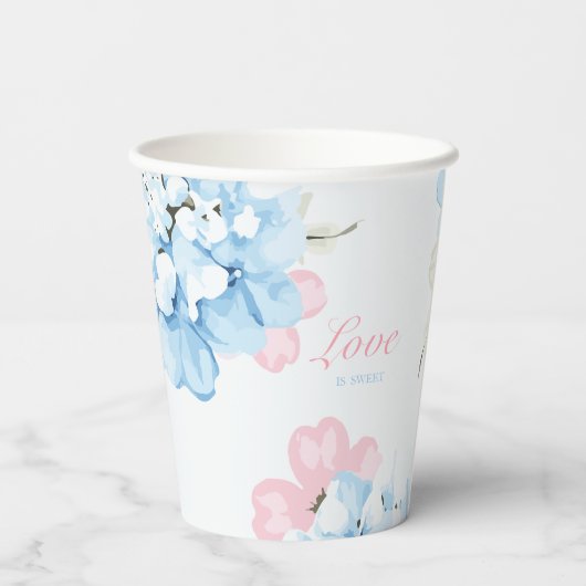 Hydrangeas Pastel Bloom Pappbecher (Rückseite)