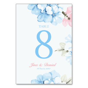 Hydrangeas Pastel Bloom Tischnummer