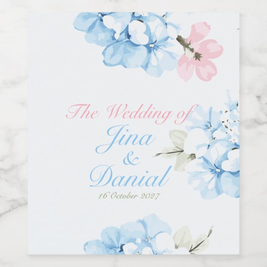 Hydrangeas Pastel Bloom Weinetikett (Einzelnes Label)