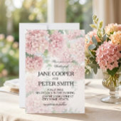 Hydrangeas pastel pink colours. Wedding Invitation Einladung