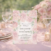 Hydrangeas pastel pink colours. Wedding Invitation Einladung