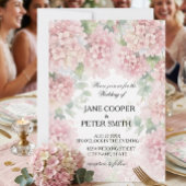Hydrangeas pastel pink colours. Wedding Invitation Einladung