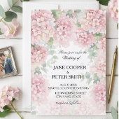 Hydrangeas pastel pink colours. Wedding Invitation Einladung