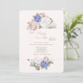 Hydrangeas, Peonies und Rose Zweite Hochzeit Einladung (Stehend Vorderseite)