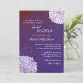 Hydrangeas Posh Plum Brautparty Einladung (Stehend Vorderseite)