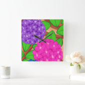 Hydrangeas Quadratische Wanduhr (Zuhause)