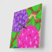 Hydrangeas Quadratische Wanduhr (Winkel)