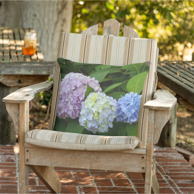 Hydrangeas, rosa Blume, blaue violette Blumen Kissen (Stuhl )